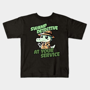 Swamp Detective at your Service Investigator Crocodile Kids T-Shirt